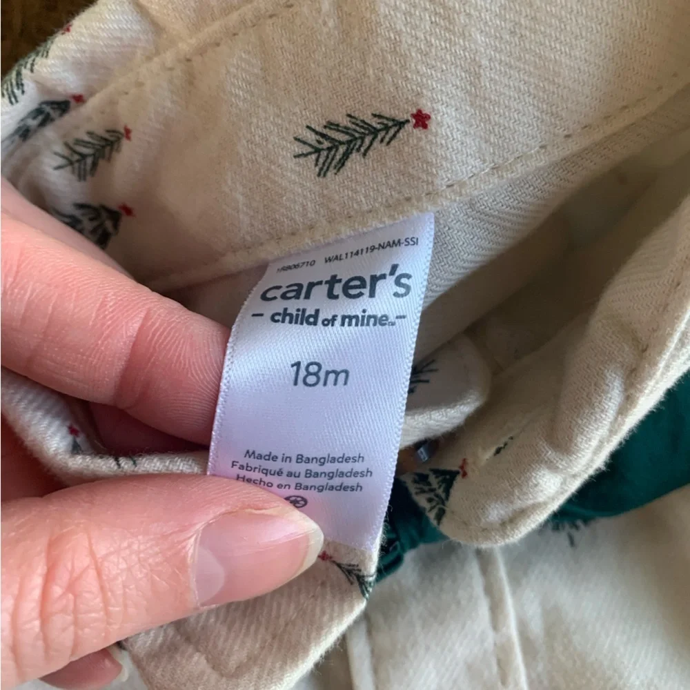 NWT Carter's Christmas corduroy pants with suspenders and tree onesie